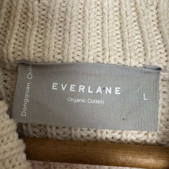 Everlane Organic Cotton Full Zip Sweater Womenβs Size Large Ribbed Knit Cropped - Picture 9 of 12